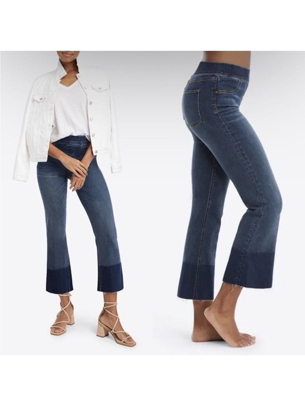 Spanx Cropped Flare Raw Hem High Rise Jeans 20231R Womens Size S